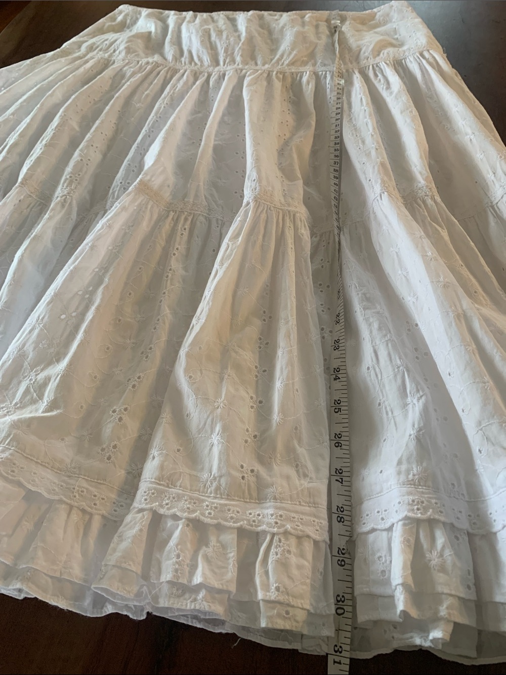 Lauren Ralph Lauren 100% Cotton Tiered Eyelet Lace Midi Skirt, Sz 12 - Picture 8 of 8